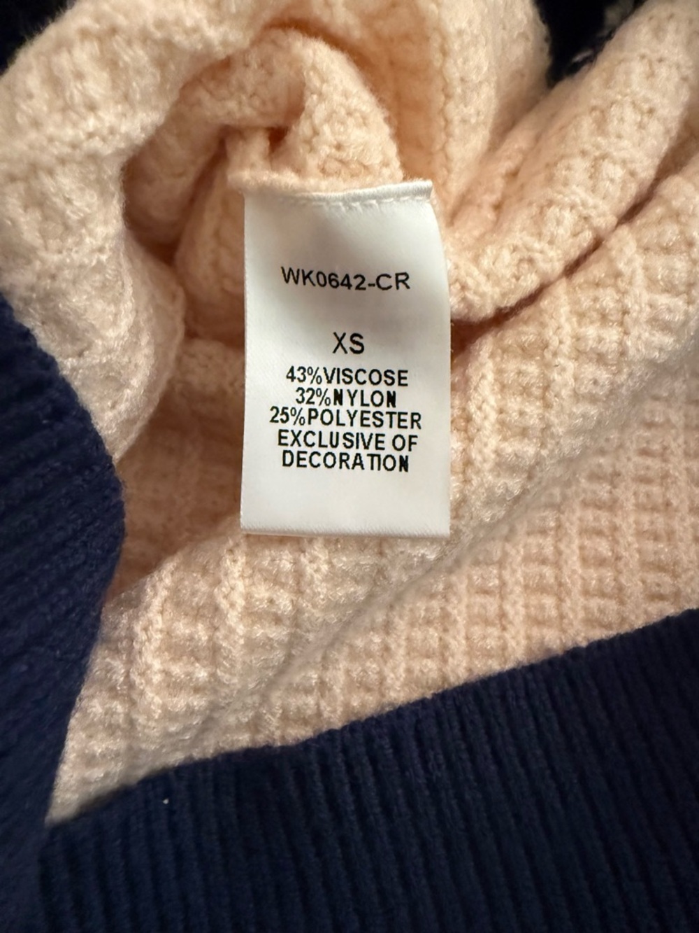 THML Cream Knit Polo with Navy Trim - Picture 4 of 4